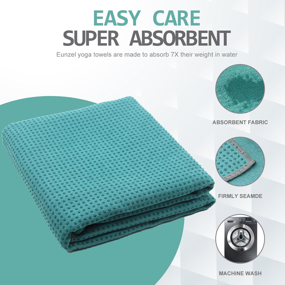 Yoga Towel,Hot Yoga Mat Towel with Grip Dots Sweat Absorbent Non-Slip for Hot Yoga, Pilates and Workout 24" x72", Purple & Blue
