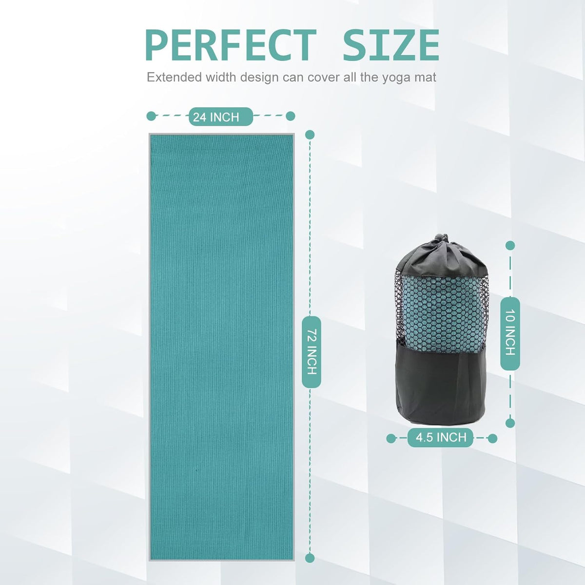 Yoga Towel,Hot Yoga Mat Towel with Grip Dots Sweat Absorbent Non-Slip for Hot Yoga, Pilates and Workout 24" x72", Purple & Blue