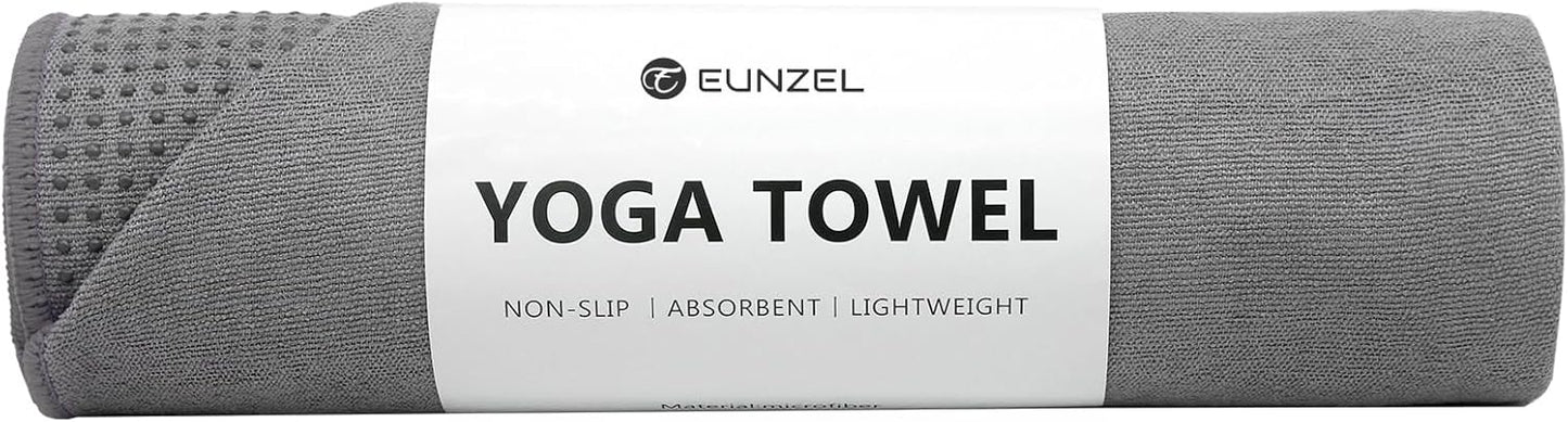Yoga Towel,Hot Yoga Mat Towel with Grip Dots Sweat Absorbent Non-Slip for Hot Yoga, Pilates and Workout 24" x72", Purple & Blue