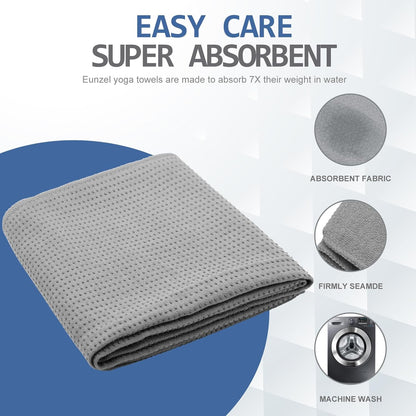 Yoga Towel,Hot Yoga Mat Towel with Grip Dots Sweat Absorbent Non-Slip for Hot Yoga, Pilates and Workout 24" x72", Purple & Blue