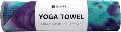Yoga Towel,Hot Yoga Mat Towel with Grip Dots Sweat Absorbent Non-Slip for Hot Yoga, Pilates and Workout 24" x72", Purple & Blue