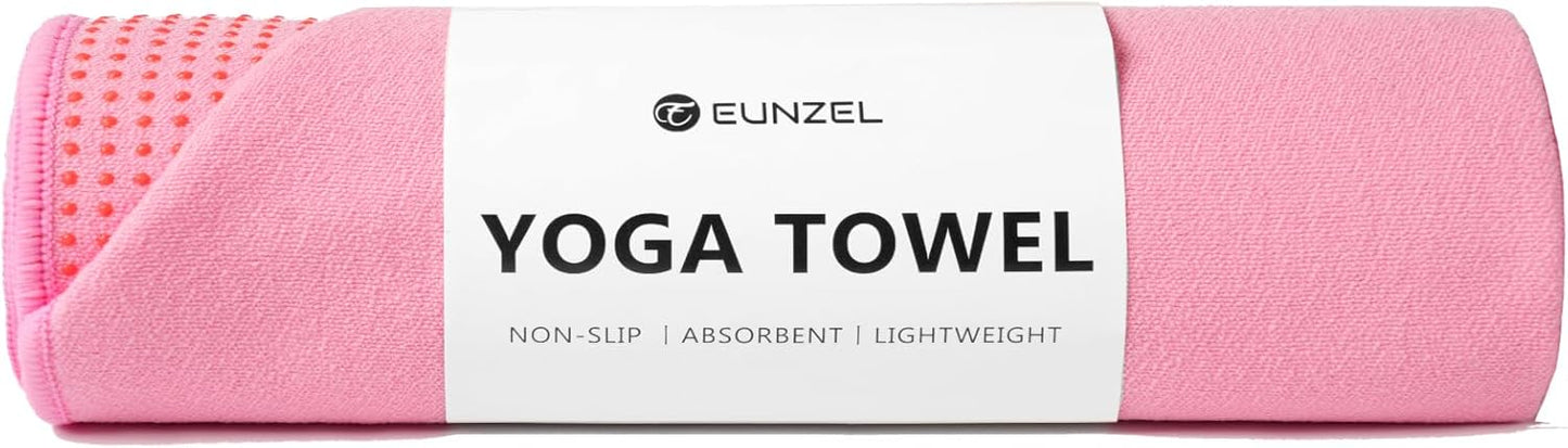 Yoga Towel,Hot Yoga Mat Towel with Grip Dots Sweat Absorbent Non-Slip for Hot Yoga, Pilates and Workout 24" x72", Purple & Blue