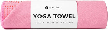 Yoga Towel,Hot Yoga Mat Towel with Grip Dots Sweat Absorbent Non-Slip for Hot Yoga, Pilates and Workout 24" x72", Purple & Blue
