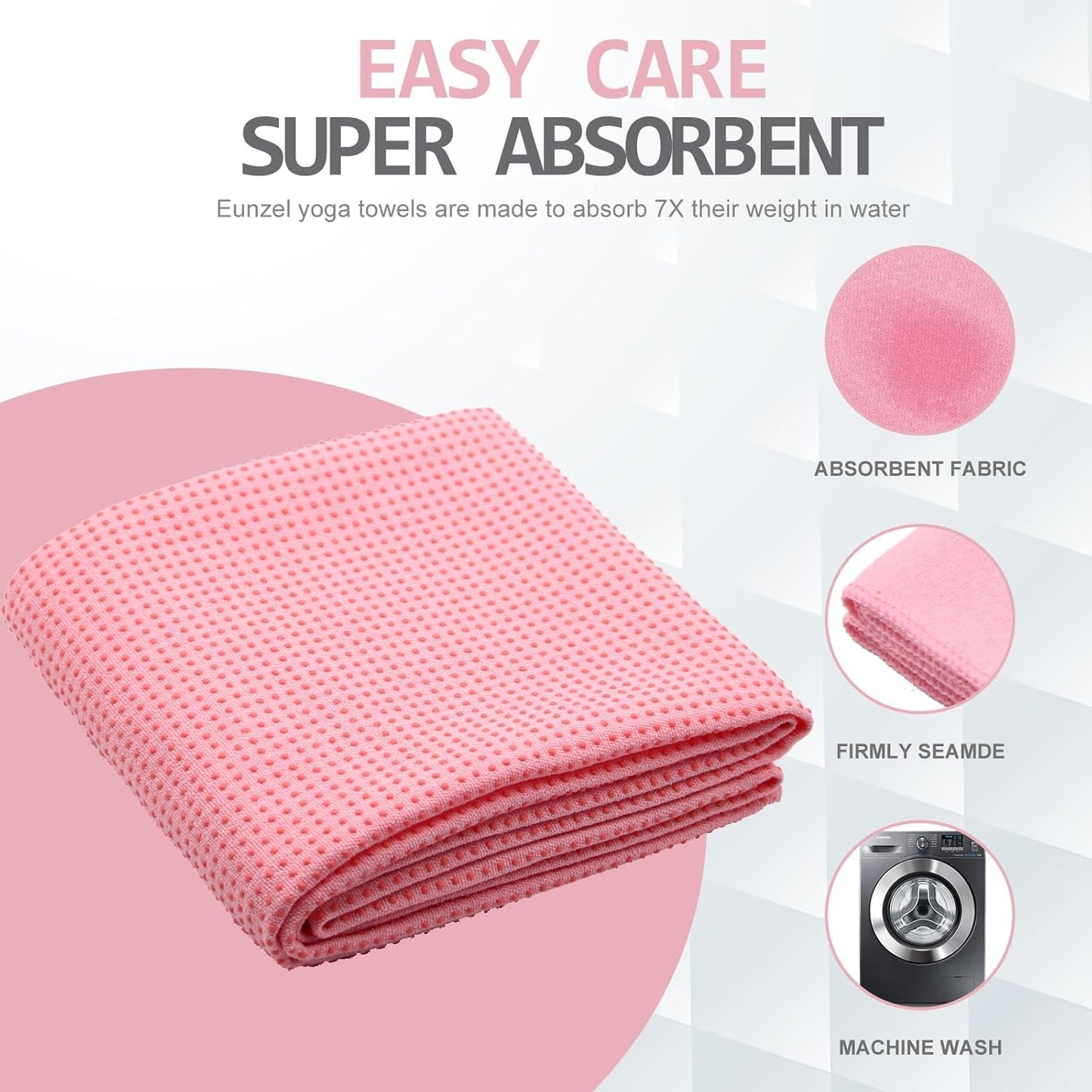 Yoga Towel,Hot Yoga Mat Towel with Grip Dots Sweat Absorbent Non-Slip for Hot Yoga, Pilates and Workout 24" x72", Purple & Blue