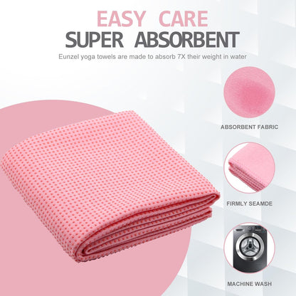 Yoga Towel,Hot Yoga Mat Towel with Grip Dots Sweat Absorbent Non-Slip for Hot Yoga, Pilates and Workout 24" x72", Purple & Blue