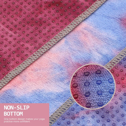 Yoga Towel,Hot Yoga Mat Towel with Grip Dots Sweat Absorbent Non-Slip for Hot Yoga, Pilates and Workout 24" x72", Purple & Blue