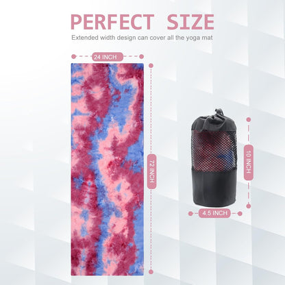 Yoga Towel,Hot Yoga Mat Towel with Grip Dots Sweat Absorbent Non-Slip for Hot Yoga, Pilates and Workout 24" x72", Purple & Blue