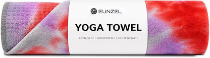 Yoga Towel,Hot Yoga Mat Towel with Grip Dots Sweat Absorbent Non-Slip for Hot Yoga, Pilates and Workout 24" x72", Purple & Blue