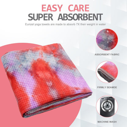 Yoga Towel,Hot Yoga Mat Towel with Grip Dots Sweat Absorbent Non-Slip for Hot Yoga, Pilates and Workout 24" x72", Purple & Blue