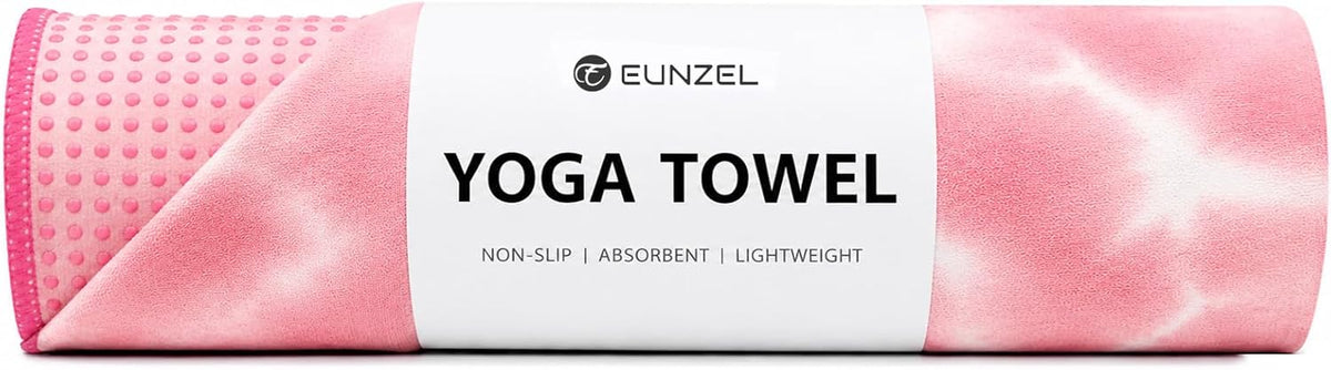 Yoga Towel,Hot Yoga Mat Towel with Grip Dots Sweat Absorbent Non-Slip for Hot Yoga, Pilates and Workout 24" x72", Purple & Blue
