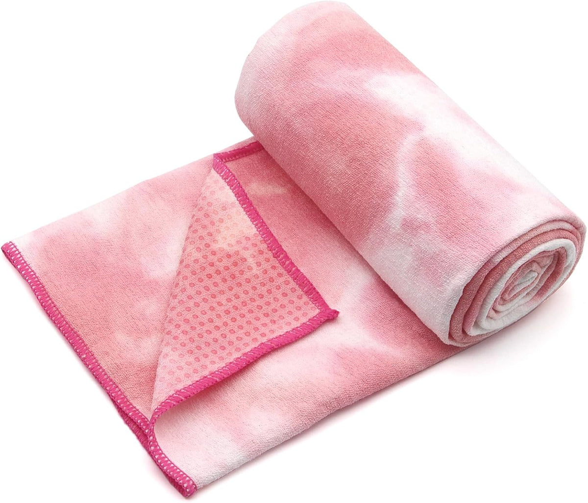 Yoga Towel,Hot Yoga Mat Towel with Grip Dots Sweat Absorbent Non-Slip for Hot Yoga, Pilates and Workout 24" x72", Purple & Blue