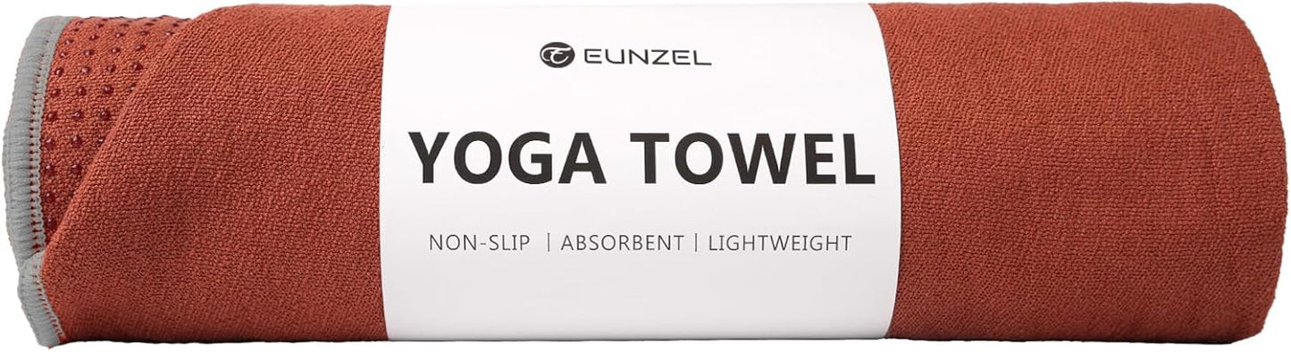 Yoga Towel,Hot Yoga Mat Towel with Grip Dots Sweat Absorbent Non-Slip for Hot Yoga, Pilates and Workout 24" x72", Purple & Blue
