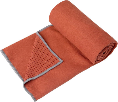 Yoga Towel,Hot Yoga Mat Towel with Grip Dots Sweat Absorbent Non-Slip for Hot Yoga, Pilates and Workout 24" x72", Purple & Blue