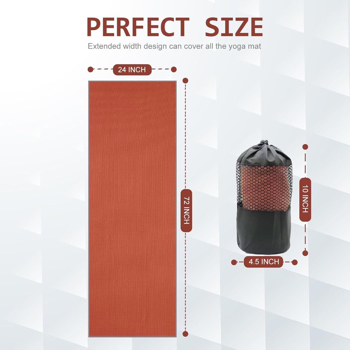 Yoga Towel,Hot Yoga Mat Towel with Grip Dots Sweat Absorbent Non-Slip for Hot Yoga, Pilates and Workout 24" x72", Purple & Blue