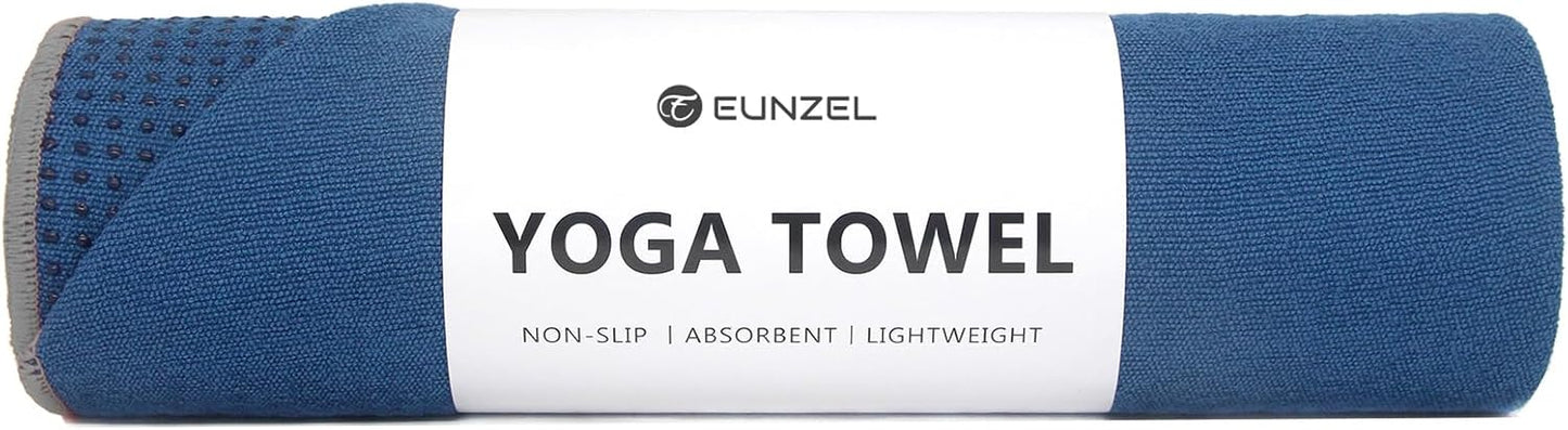 Yoga Towel,Hot Yoga Mat Towel with Grip Dots Sweat Absorbent Non-Slip for Hot Yoga, Pilates and Workout 24" x72", Purple & Blue