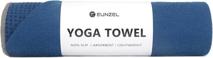 Yoga Towel,Hot Yoga Mat Towel with Grip Dots Sweat Absorbent Non-Slip for Hot Yoga, Pilates and Workout 24" x72", Purple & Blue