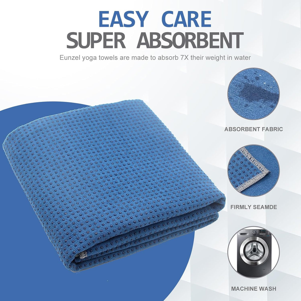 Yoga Towel,Hot Yoga Mat Towel with Grip Dots Sweat Absorbent Non-Slip for Hot Yoga, Pilates and Workout 24" x72", Purple & Blue