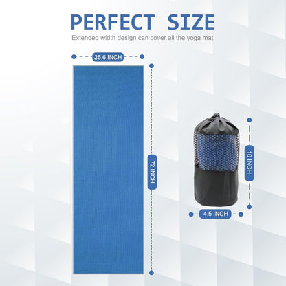 Yoga Towel,Hot Yoga Mat Towel with Grip Dots Sweat Absorbent Non-Slip for Hot Yoga, Pilates and Workout 24" x72", Purple & Blue