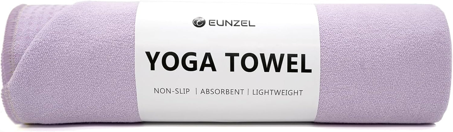 Yoga Towel,Hot Yoga Mat Towel with Grip Dots Sweat Absorbent Non-Slip for Hot Yoga, Pilates and Workout 24" x72", Purple & Blue