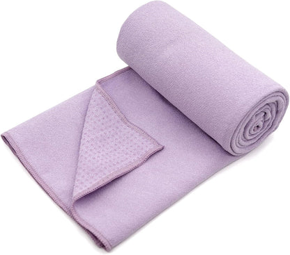 Yoga Towel,Hot Yoga Mat Towel with Grip Dots Sweat Absorbent Non-Slip for Hot Yoga, Pilates and Workout 24" x72", Purple & Blue