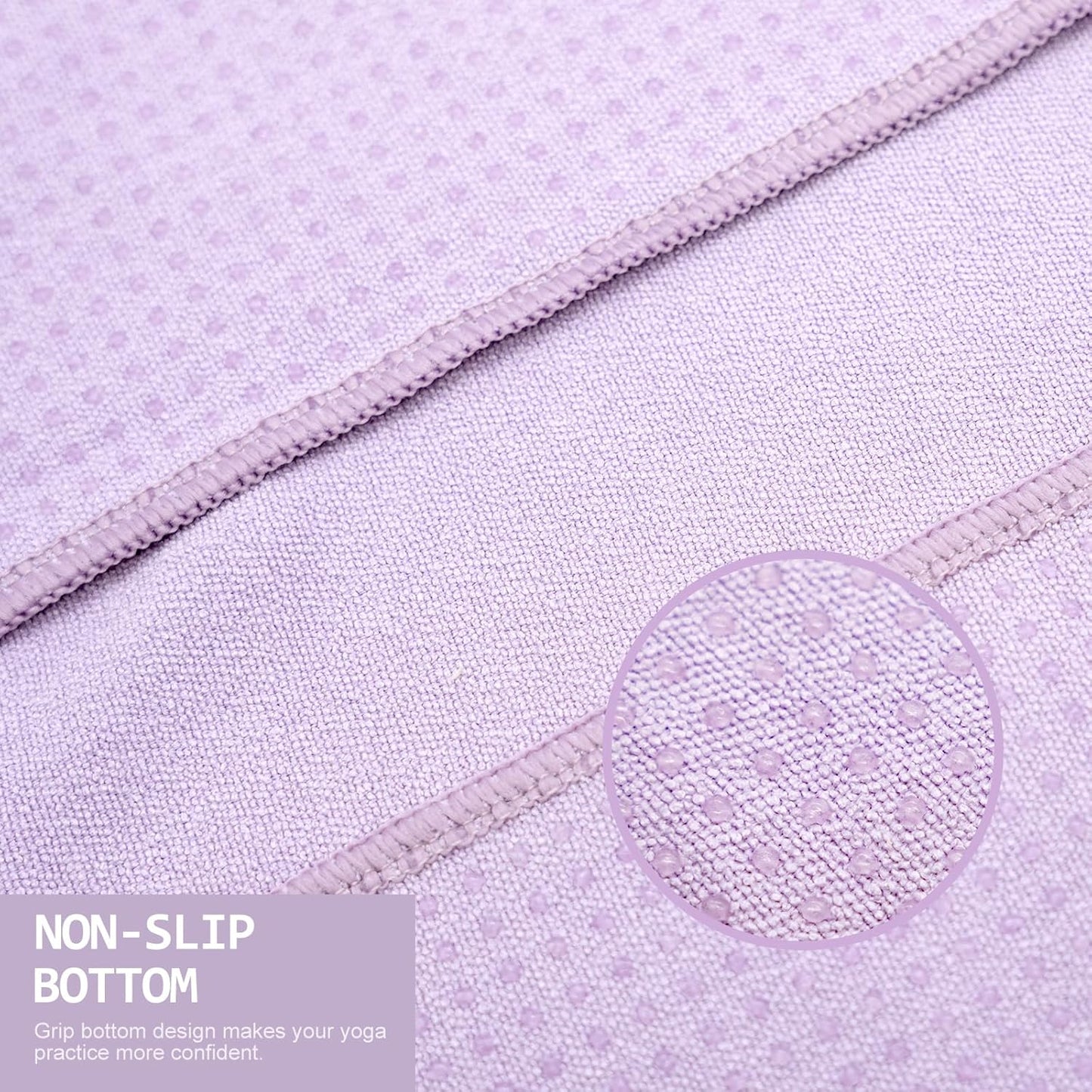 Yoga Towel,Hot Yoga Mat Towel with Grip Dots Sweat Absorbent Non-Slip for Hot Yoga, Pilates and Workout 24" x72", Purple & Blue
