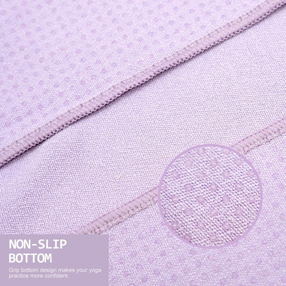 Yoga Towel,Hot Yoga Mat Towel with Grip Dots Sweat Absorbent Non-Slip for Hot Yoga, Pilates and Workout 24" x72", Purple & Blue