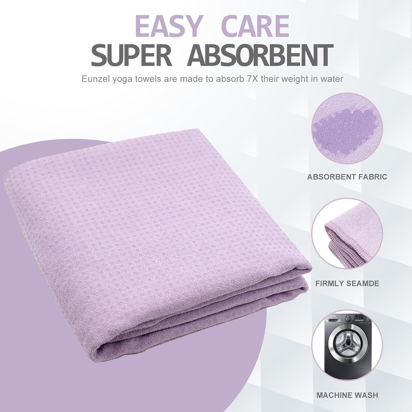 Yoga Towel,Hot Yoga Mat Towel with Grip Dots Sweat Absorbent Non-Slip for Hot Yoga, Pilates and Workout 24" x72", Purple & Blue