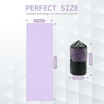 Yoga Towel,Hot Yoga Mat Towel with Grip Dots Sweat Absorbent Non-Slip for Hot Yoga, Pilates and Workout 24" x72", Purple & Blue