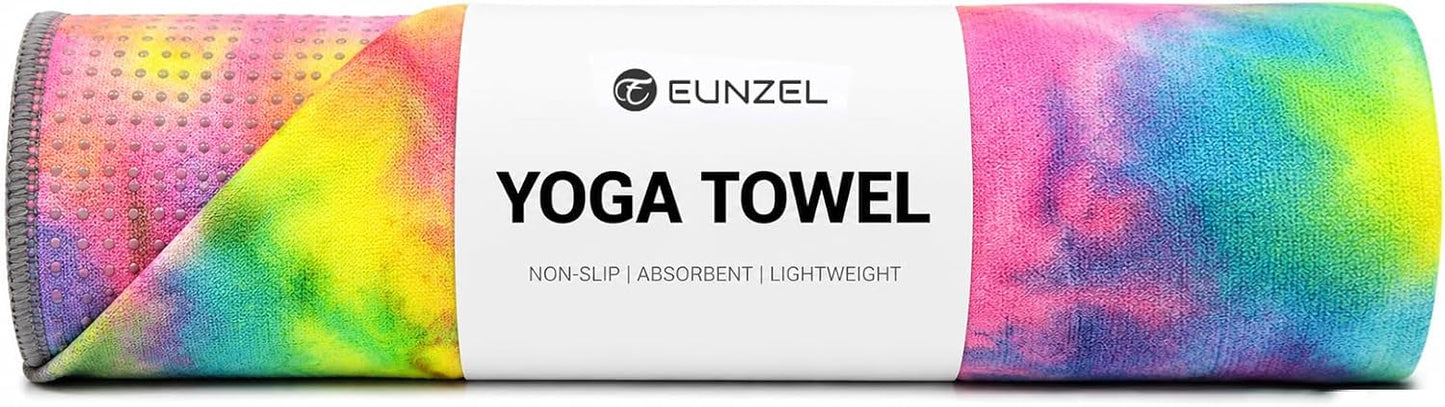 Yoga Towel,Hot Yoga Mat Towel with Grip Dots Sweat Absorbent Non-Slip for Hot Yoga, Pilates and Workout 24" x72", Purple & Blue