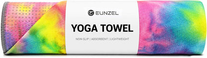 Yoga Towel,Hot Yoga Mat Towel with Grip Dots Sweat Absorbent Non-Slip for Hot Yoga, Pilates and Workout 24" x72", Purple & Blue