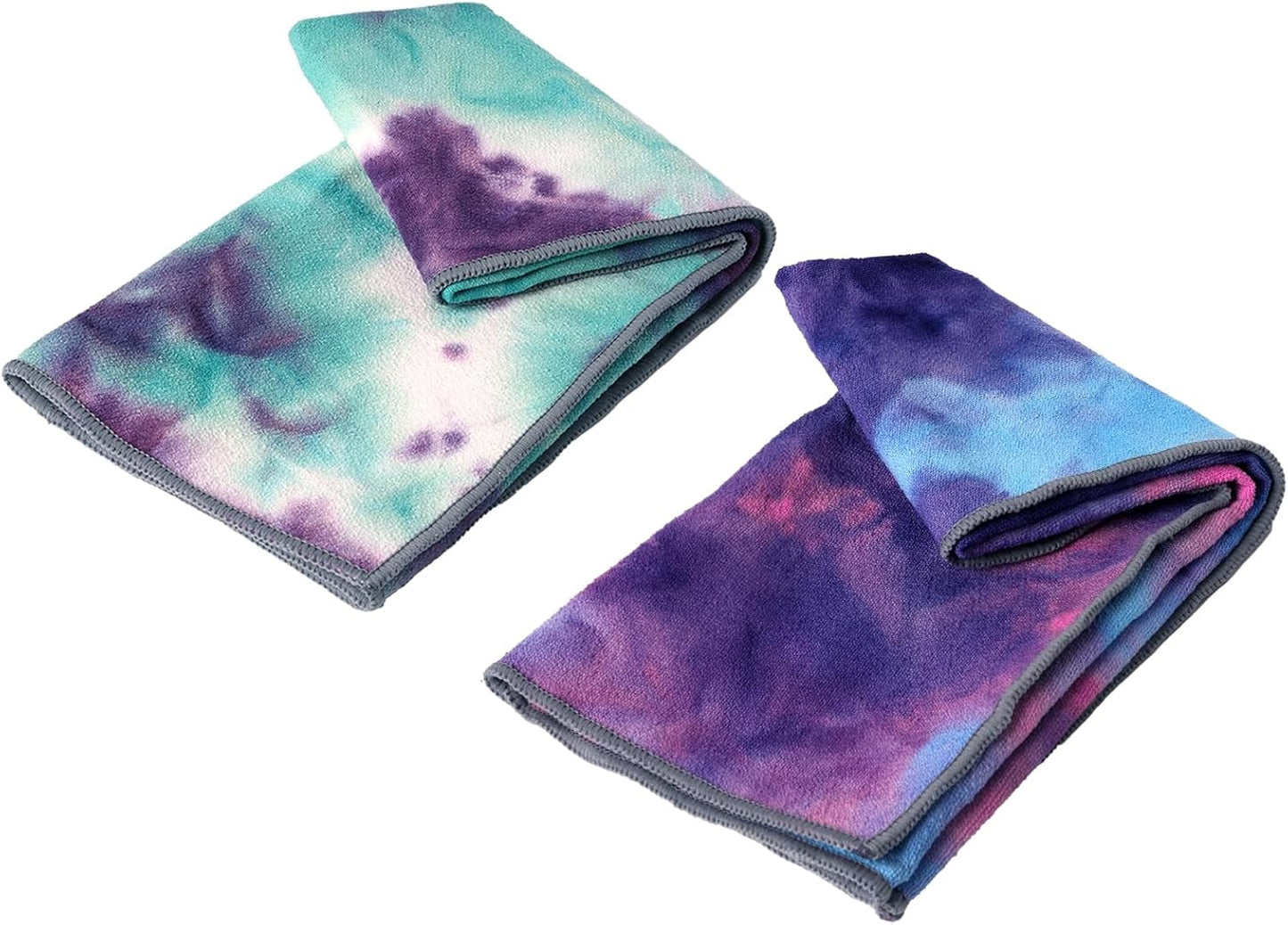 Yoga Towel,Hot Yoga Mat Towel with Grip Dots Sweat Absorbent Non-Slip for Hot Yoga, Pilates and Workout 24" x72", Purple & Blue