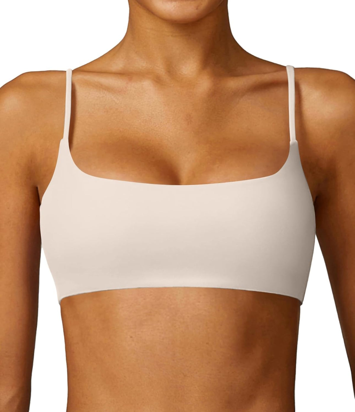 Women's Sports Bra with Thin Straps Stretchy Wirefree Workout Bras Lightweight Workouts Bralette with Removable Pads