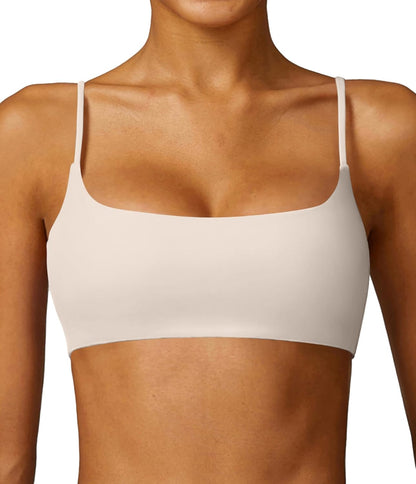 Women's Sports Bra with Thin Straps Stretchy Wirefree Workout Bras Lightweight Workouts Bralette with Removable Pads
