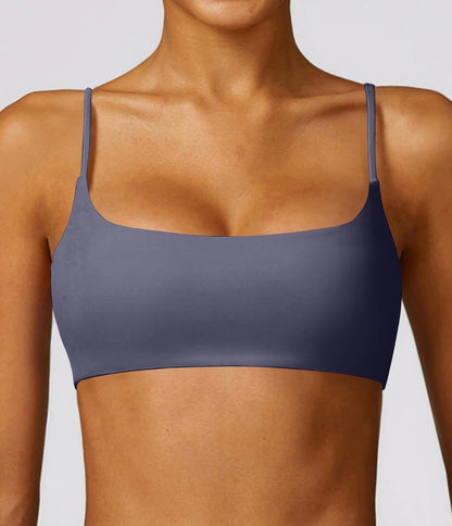 Women's Sports Bra with Thin Straps Stretchy Wirefree Workout Bras Lightweight Workouts Bralette with Removable Pads