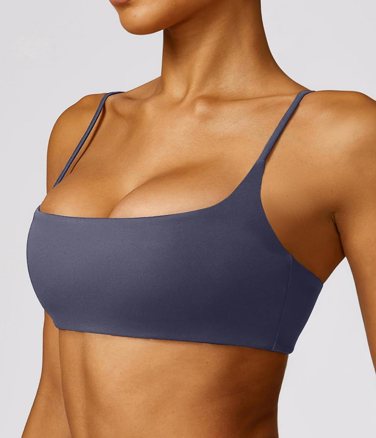 Women's Sports Bra with Thin Straps Stretchy Wirefree Workout Bras Lightweight Workouts Bralette with Removable Pads