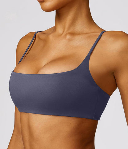 Women's Sports Bra with Thin Straps Stretchy Wirefree Workout Bras Lightweight Workouts Bralette with Removable Pads