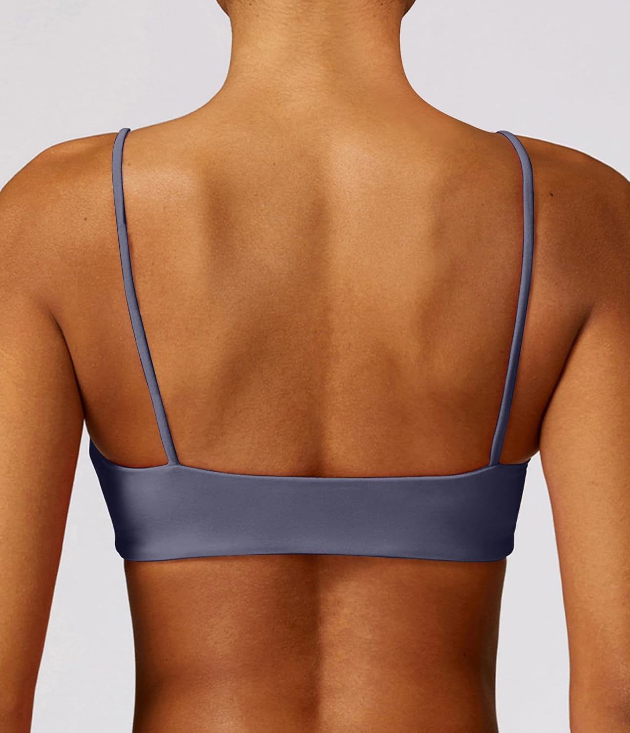 Women's Sports Bra with Thin Straps Stretchy Wirefree Workout Bras Lightweight Workouts Bralette with Removable Pads
