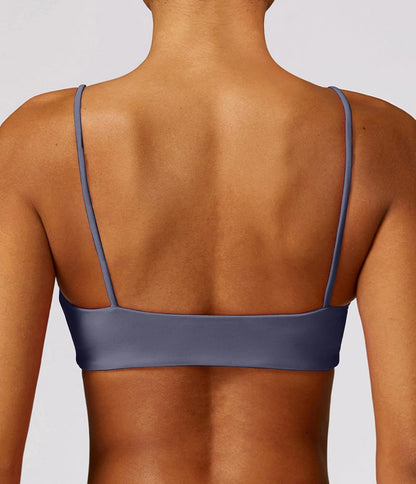 Women's Sports Bra with Thin Straps Stretchy Wirefree Workout Bras Lightweight Workouts Bralette with Removable Pads