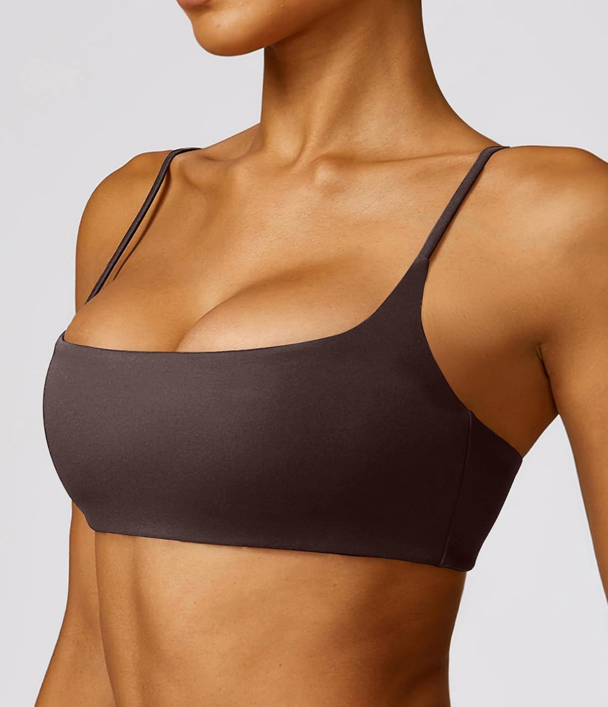 Women's Sports Bra with Thin Straps Stretchy Wirefree Workout Bras Lightweight Workouts Bralette with Removable Pads