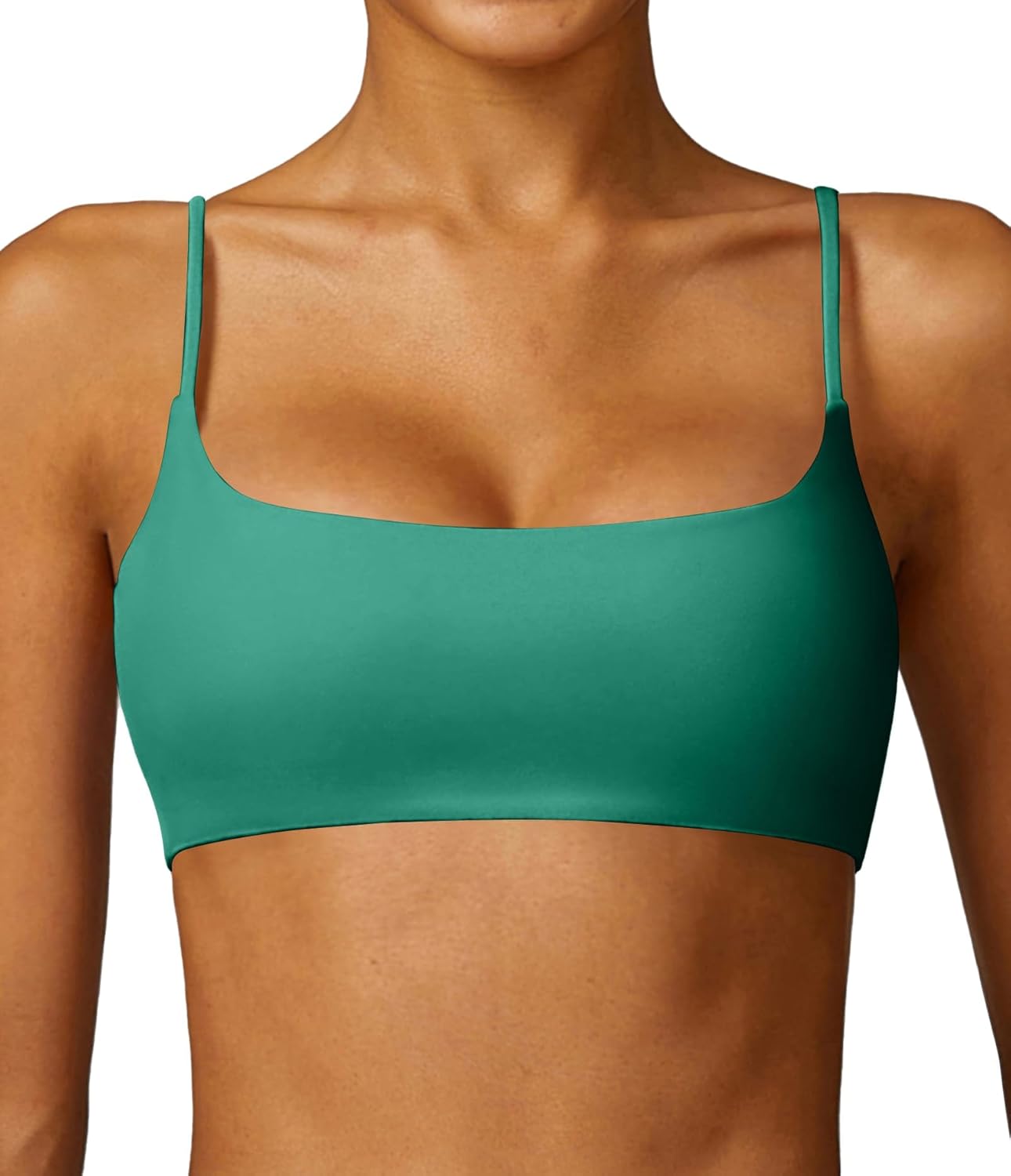Women's Sports Bra with Thin Straps Stretchy Wirefree Workout Bras Lightweight Workouts Bralette with Removable Pads