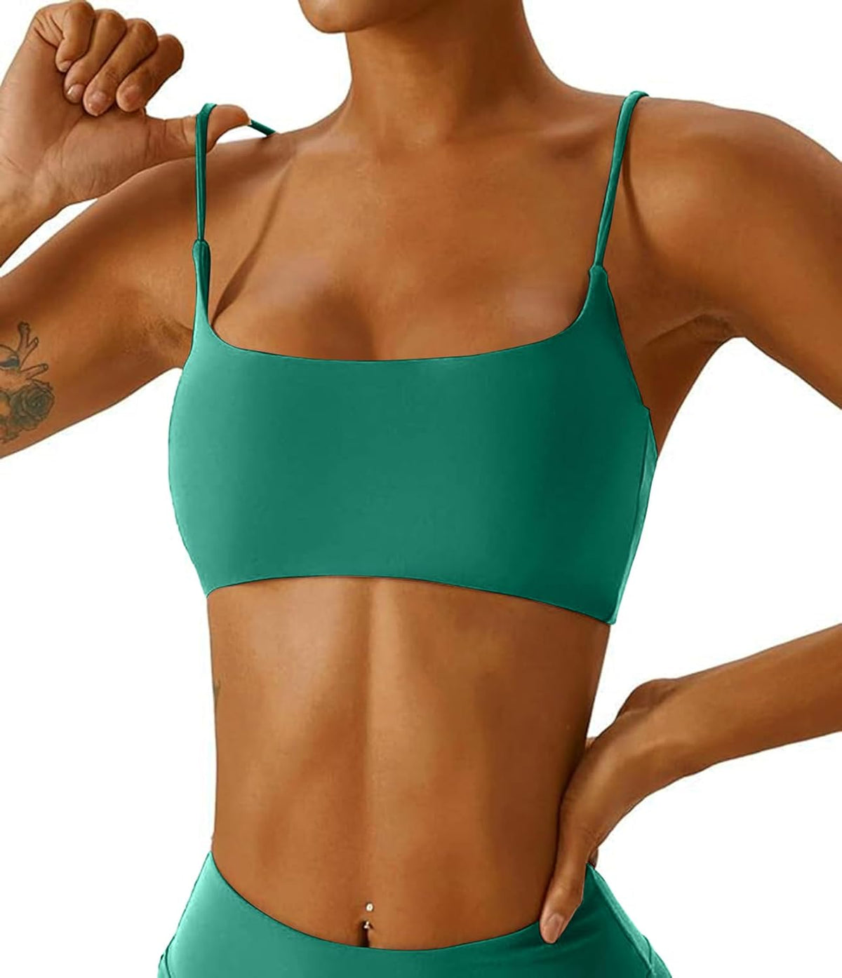 Women's Sports Bra with Thin Straps Stretchy Wirefree Workout Bras Lightweight Workouts Bralette with Removable Pads