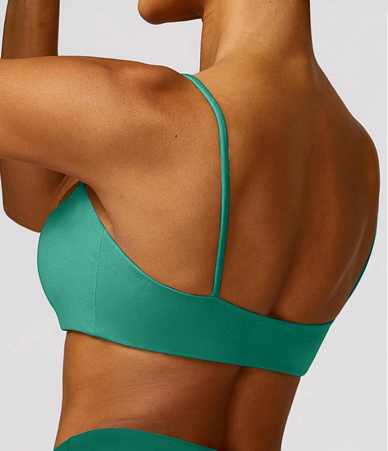 Women's Sports Bra with Thin Straps Stretchy Wirefree Workout Bras Lightweight Workouts Bralette with Removable Pads