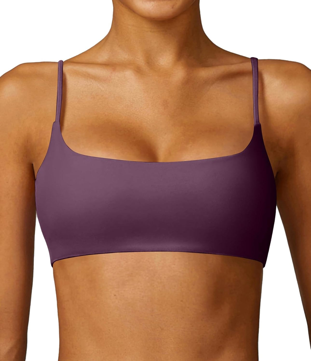 Women's Sports Bra with Thin Straps Stretchy Wirefree Workout Bras Lightweight Workouts Bralette with Removable Pads