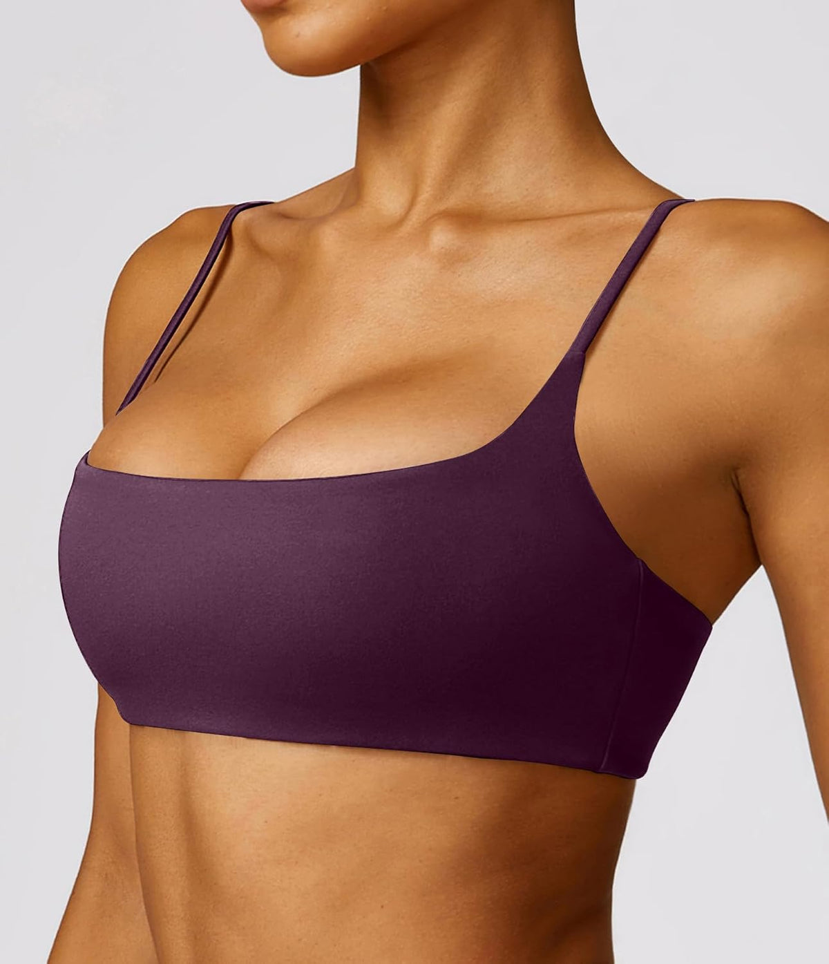 Women's Sports Bra with Thin Straps Stretchy Wirefree Workout Bras Lightweight Workouts Bralette with Removable Pads
