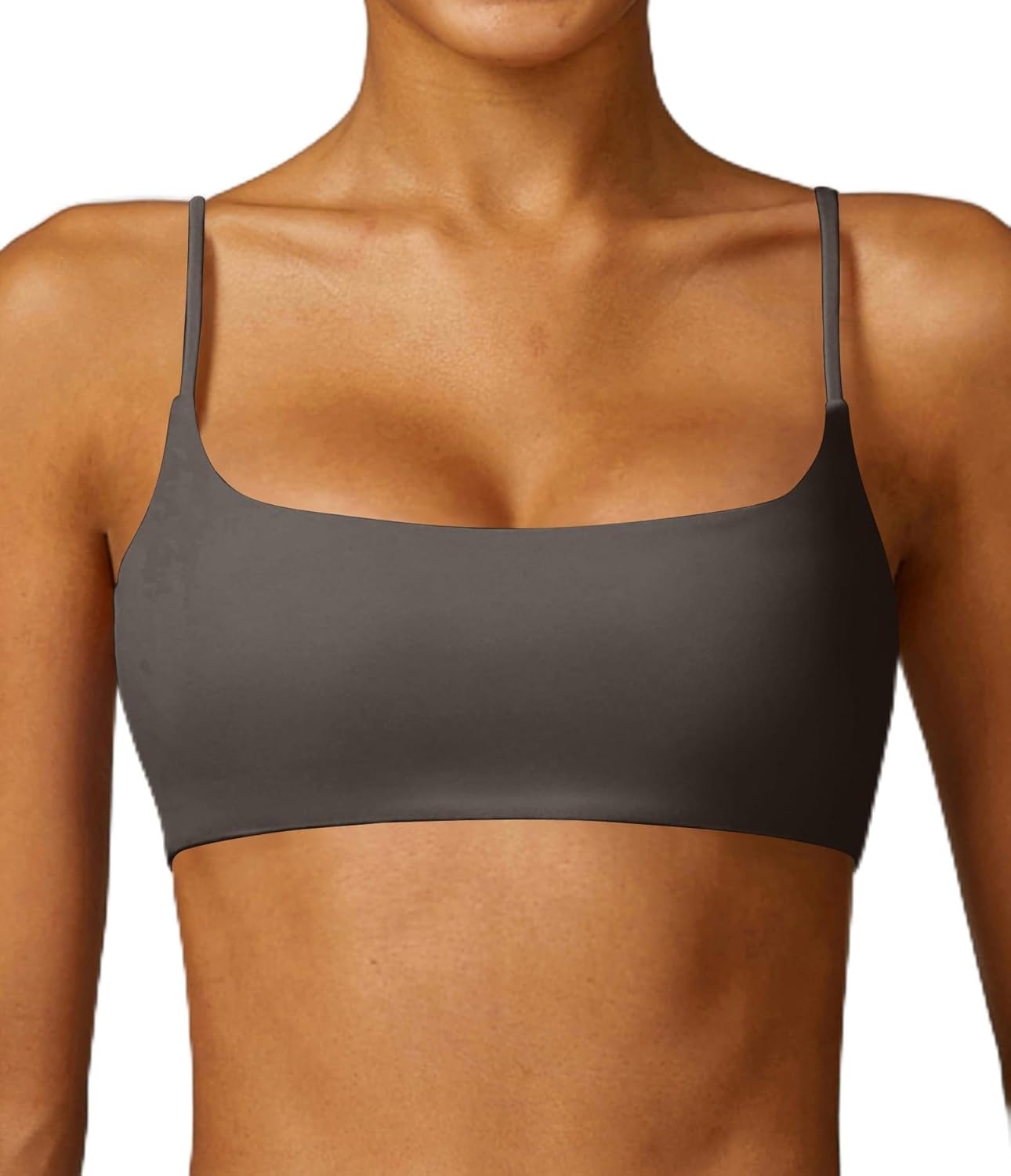 Women's Sports Bra with Thin Straps Stretchy Wirefree Workout Bras Lightweight Workouts Bralette with Removable Pads