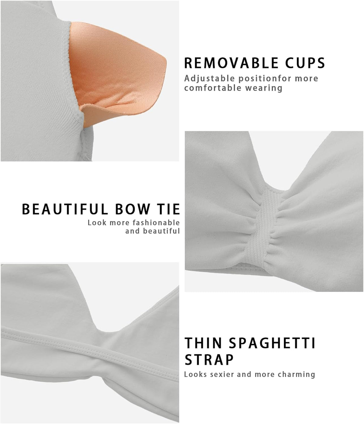 Women's Sports Bra with Thin Straps Stretchy Wirefree Workout Bras Lightweight Workouts Bralette with Removable Pads