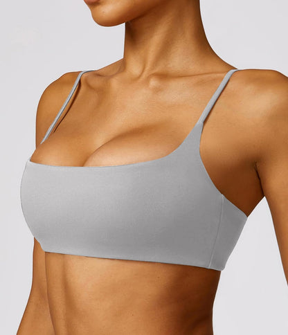 Women's Sports Bra with Thin Straps Stretchy Wirefree Workout Bras Lightweight Workouts Bralette with Removable Pads