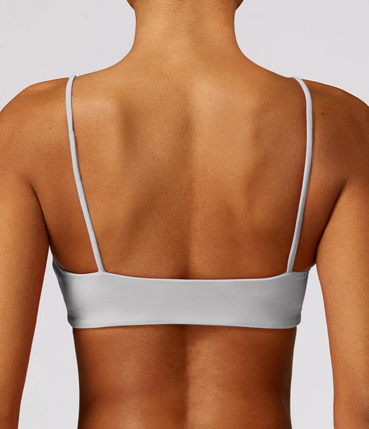 Women's Sports Bra with Thin Straps Stretchy Wirefree Workout Bras Lightweight Workouts Bralette with Removable Pads