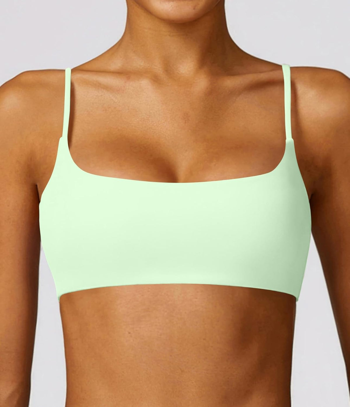 Women's Sports Bra with Thin Straps Stretchy Wirefree Workout Bras Lightweight Workouts Bralette with Removable Pads