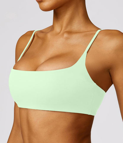 Women's Sports Bra with Thin Straps Stretchy Wirefree Workout Bras Lightweight Workouts Bralette with Removable Pads